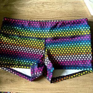 EUC Fleo Sherbet Mini Rainbow Stars OG Style Crossfit Athletic Shorts (Large)